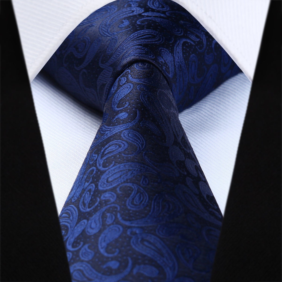 Navy Blue Paisley Tie And Pocket Square Sophisticated Gentlemen 7671