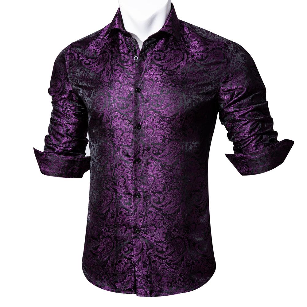 Black and purple dress shirt on sale