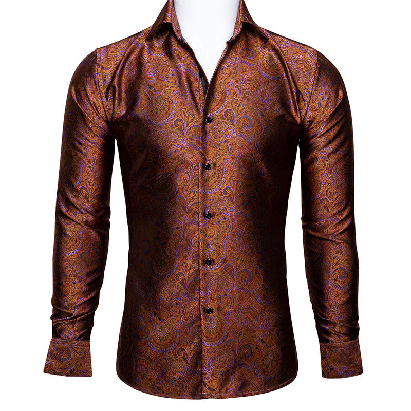 Brown and Purple Paisley Dress Shirt – Sophisticated Gentlemen