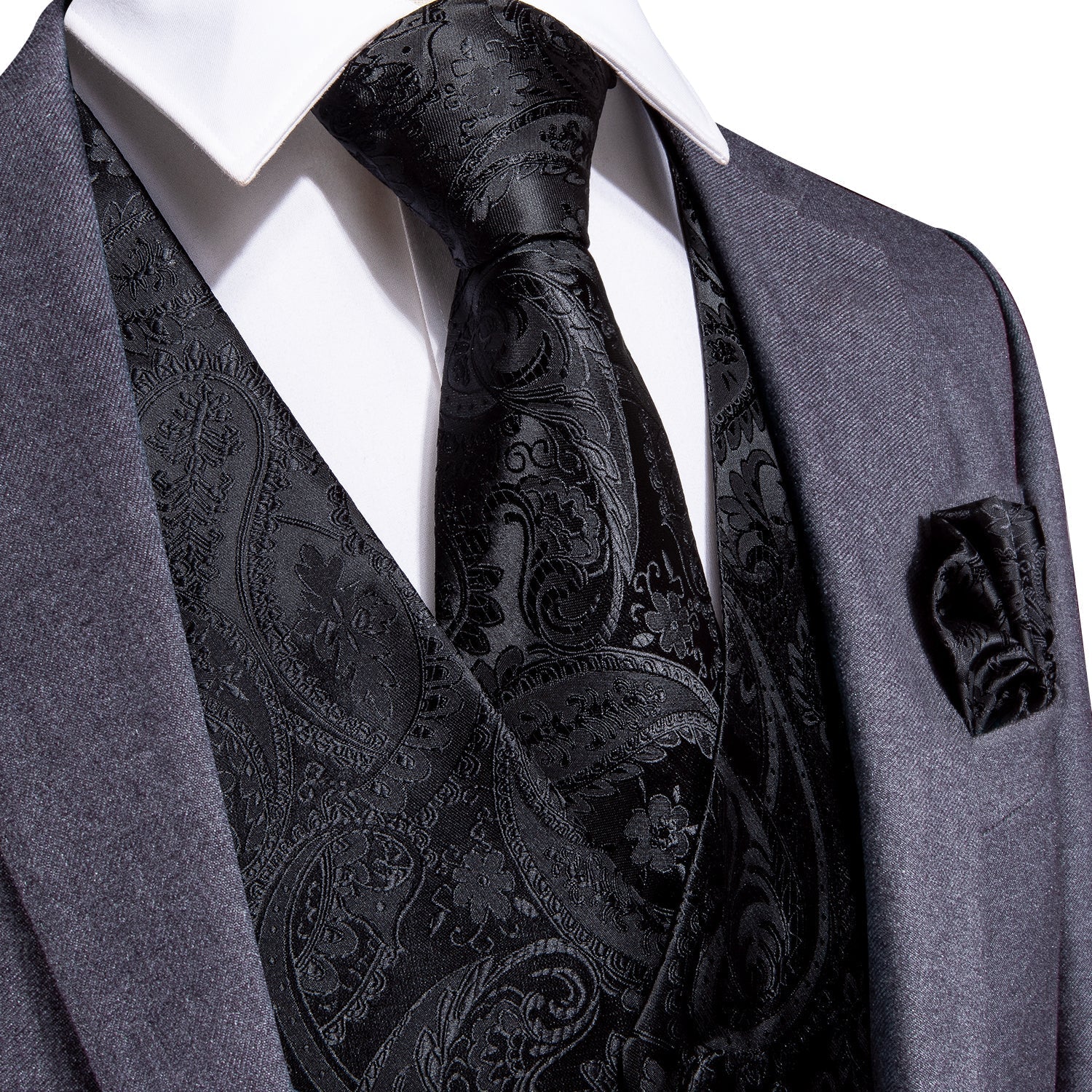 Luxury Black Paisley Vest Set – Sophisticated Gentlemen