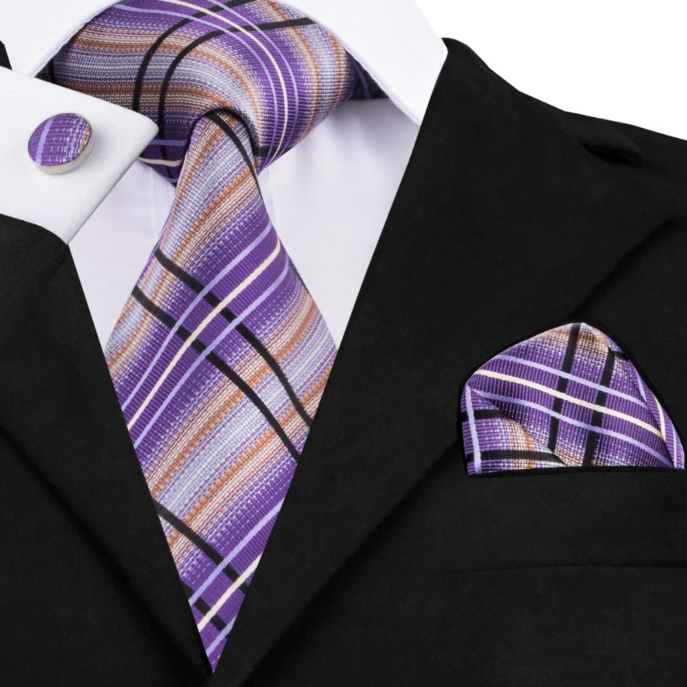 Purple Planet Tie, Pocket Square and Cufflinks – Sophisticated Gentlemen