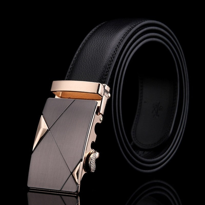 Matte Gunmetal and Gold Buckle Leather Belt Belt 43