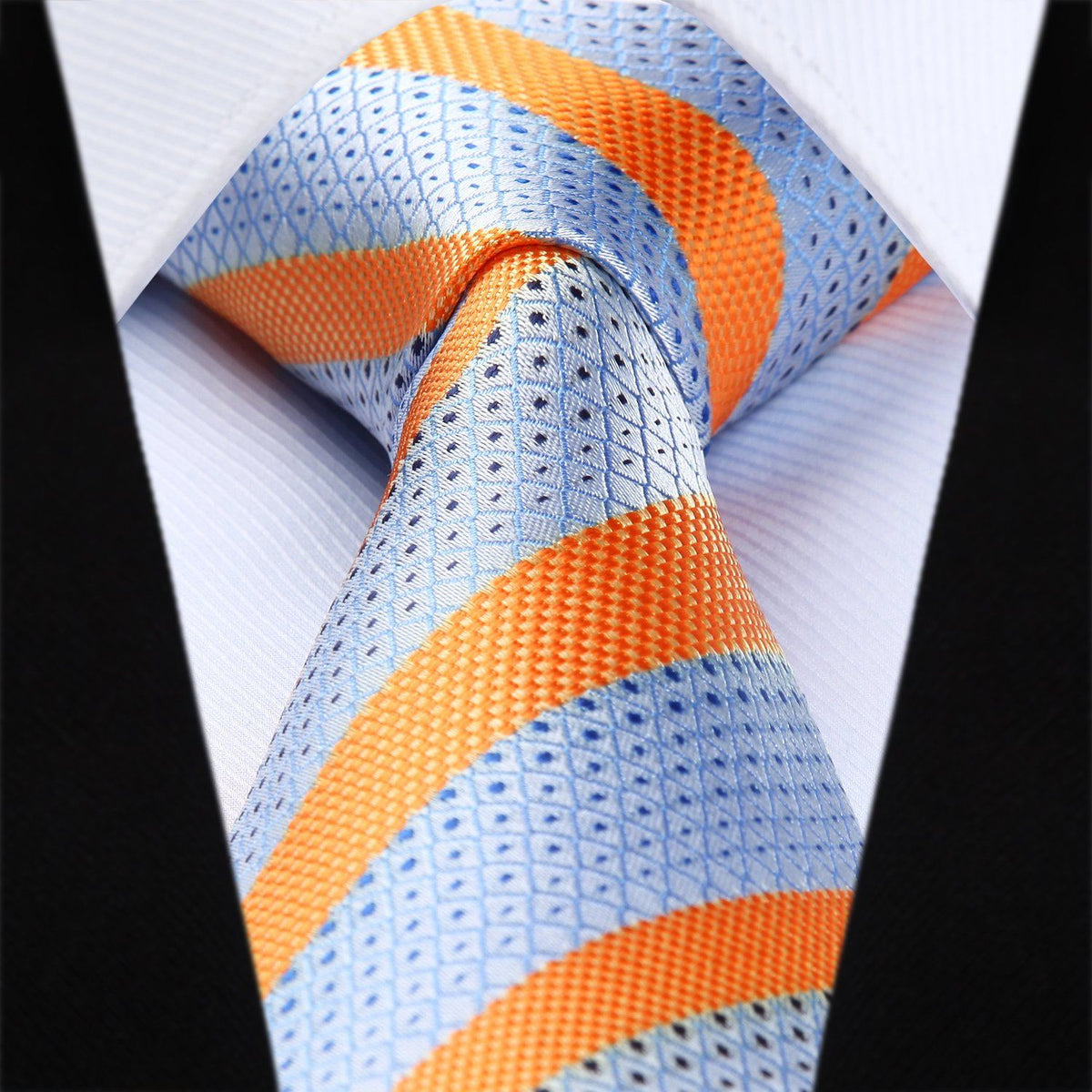 Orange and Blue Striped Tie and Pocket Square – Sophisticated Gentlemen